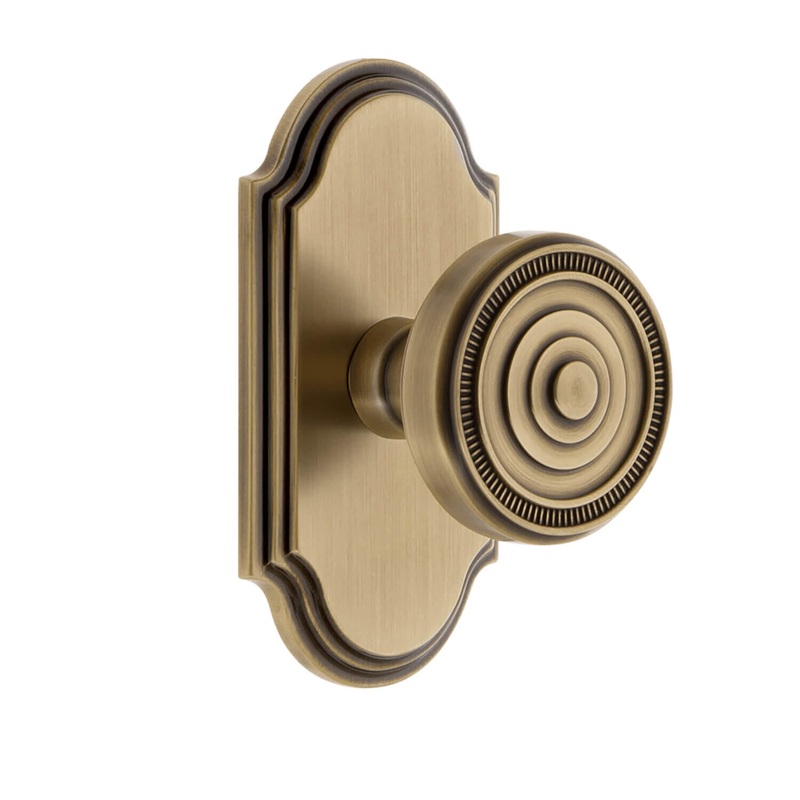 Arc Short Plate with Soleil Knob in Vintage Brass