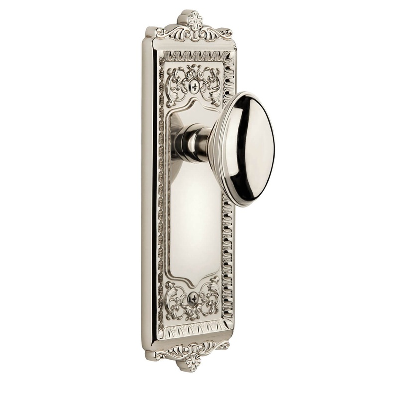 Windsor Long Plate with Eden Prairie Knob in Polished Nickel