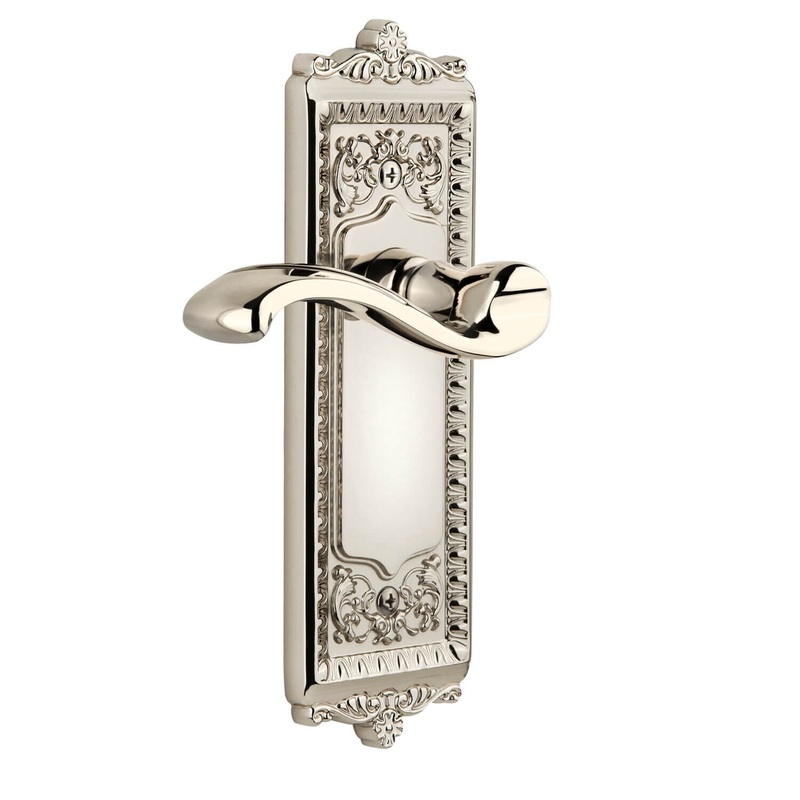 Windsor Long Plate with Portofino Lever in Polished Nickel