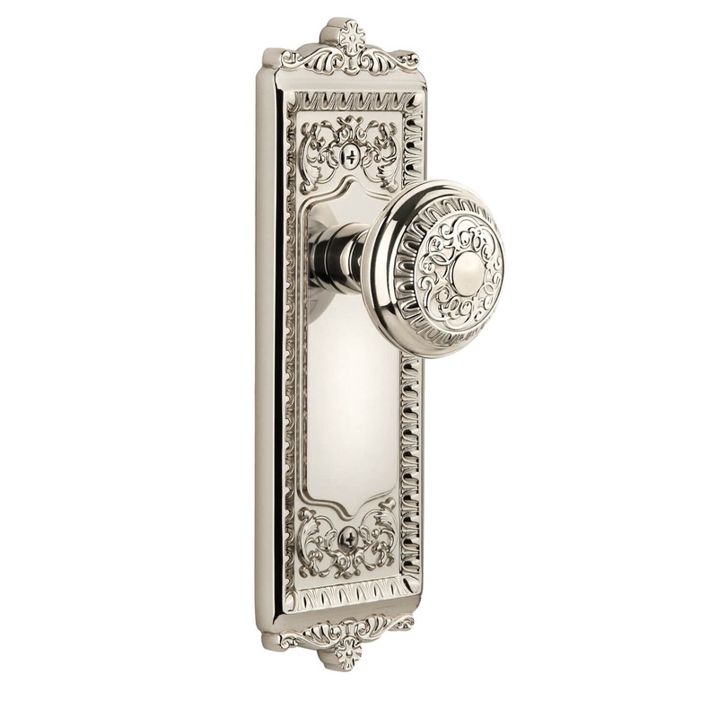 Windsor Long Plate with Windsor Knob in Polished Nickel
