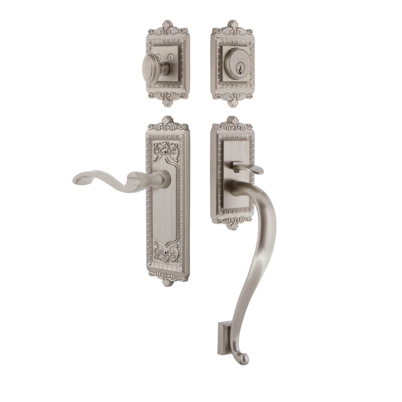 Windsor Plate S Grip Entry Set Portofino Lever in Satin Nickel