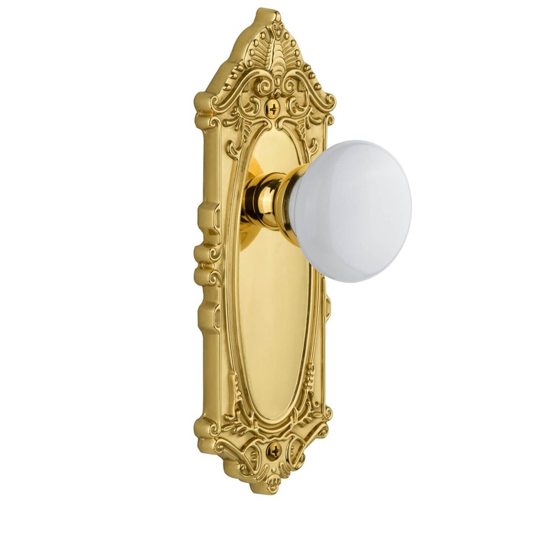 Grande Victorian Long Plate with Hyde Park Knob in Lifetime Brass