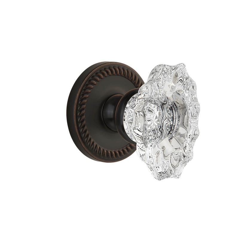 Newport Rosette with Biarritz Crystal Knob in Timeless Bronze