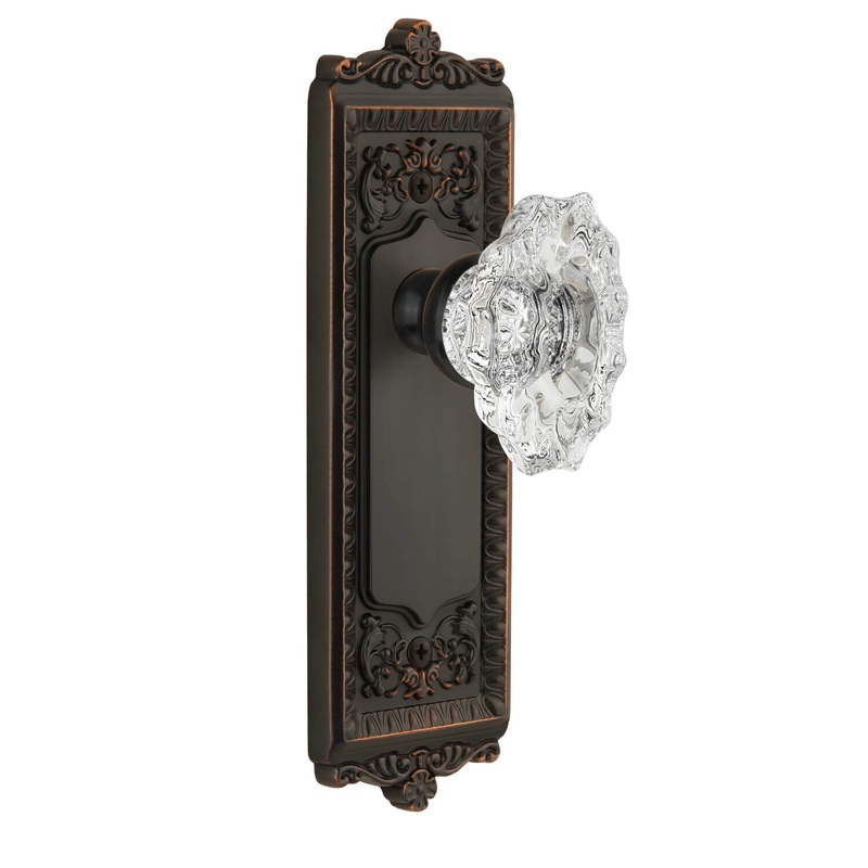 Windsor Long Plate with Biarritz Crystal Knob in Timeless Bronze