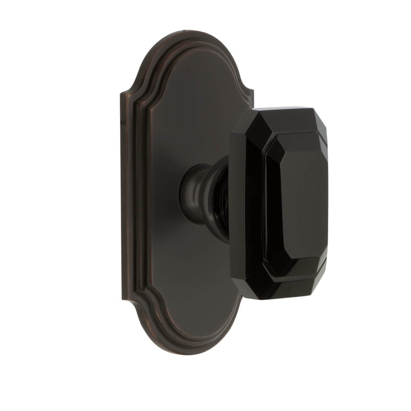Arc Short Plate with Baguette Black Crystal Knob in Timeless Bronze