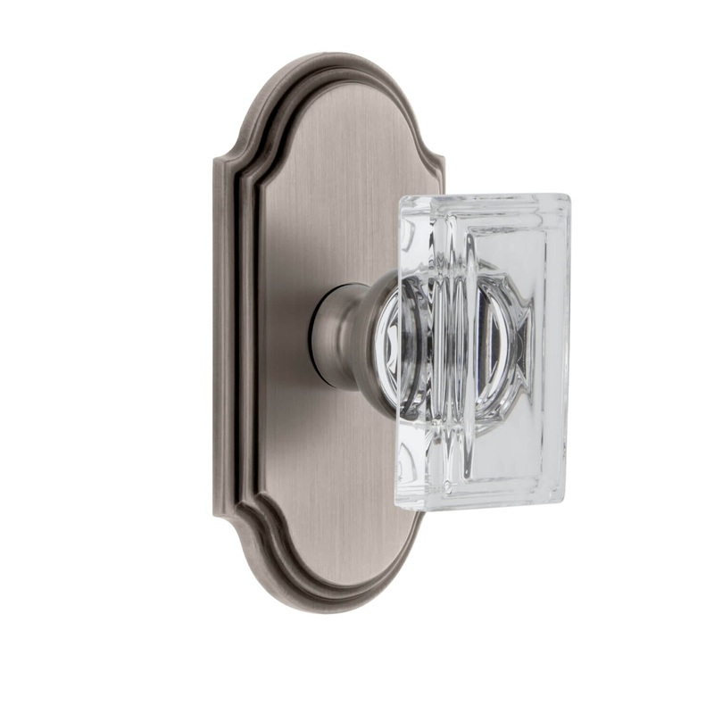 Arc Short Plate with Carr Crystal Knob in Antique Pewter