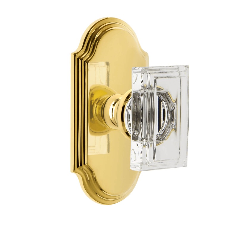 Arc Short Plate with Carr Crystal Knob in Lifetime Brass
