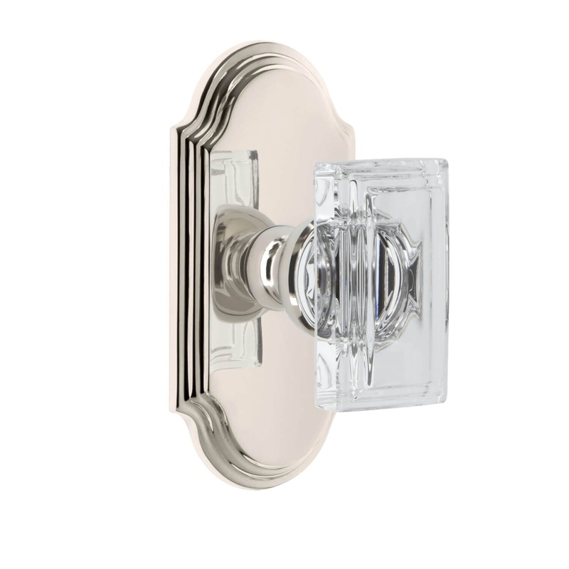 Arc Short Plate with Carr Crystal Knob in Polished Nickel