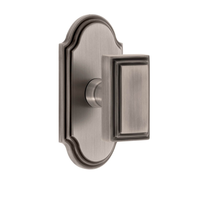 Arc Short Plate with Carr Knob in Antique Pewter