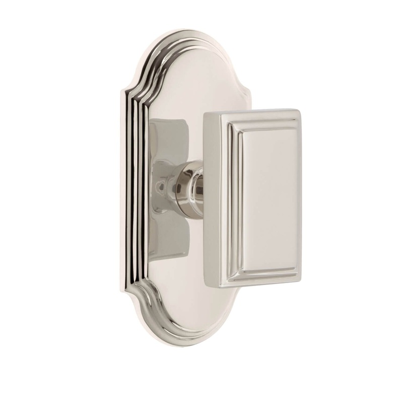 Arc Short Plate with Carr Knob in Polished Nickel
