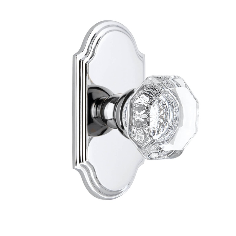 Arc Short Plate with Chambord Crystal Knob in Bright Chrome