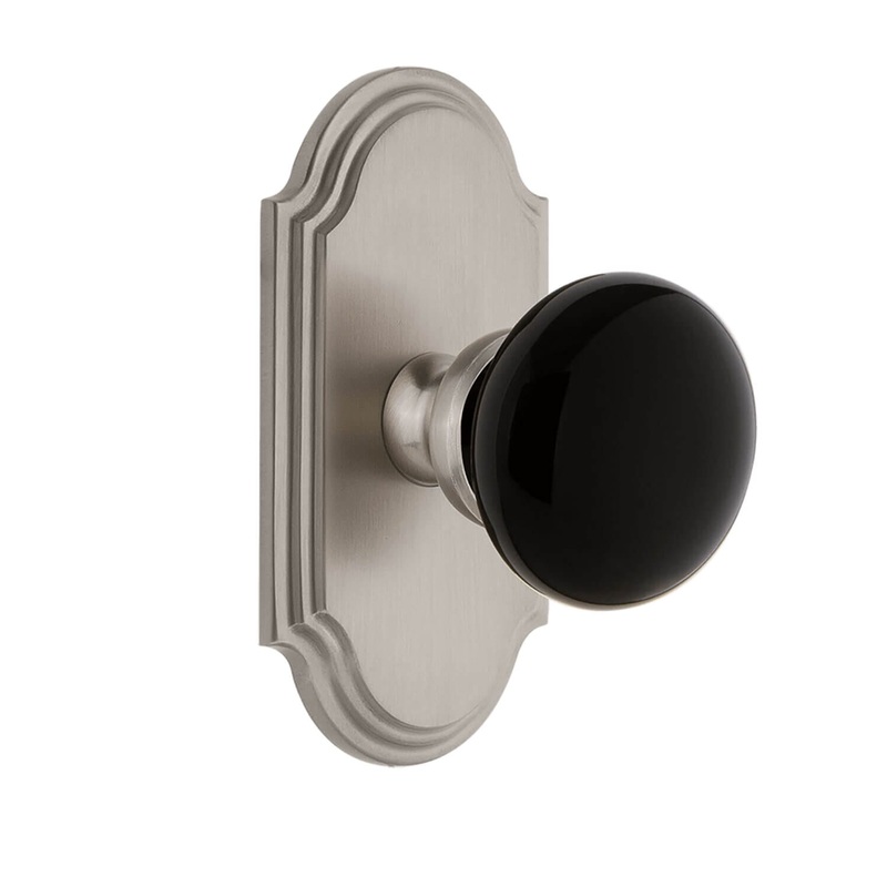 Arc Short Plate with Coventry Knob in Satin Nickel
