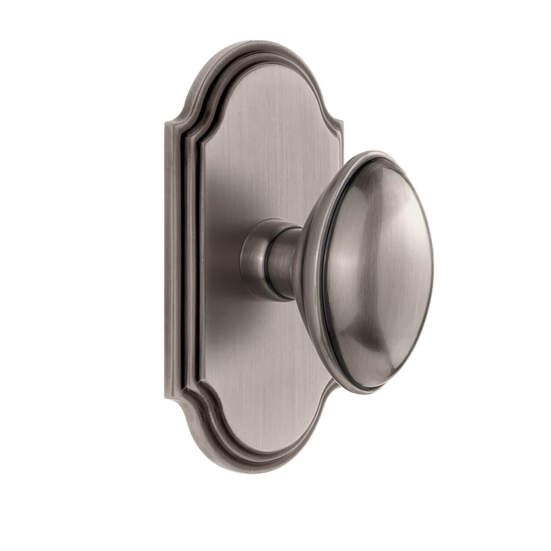 Arc Short Plate with Eden Prairie Knob in Antique Pewter