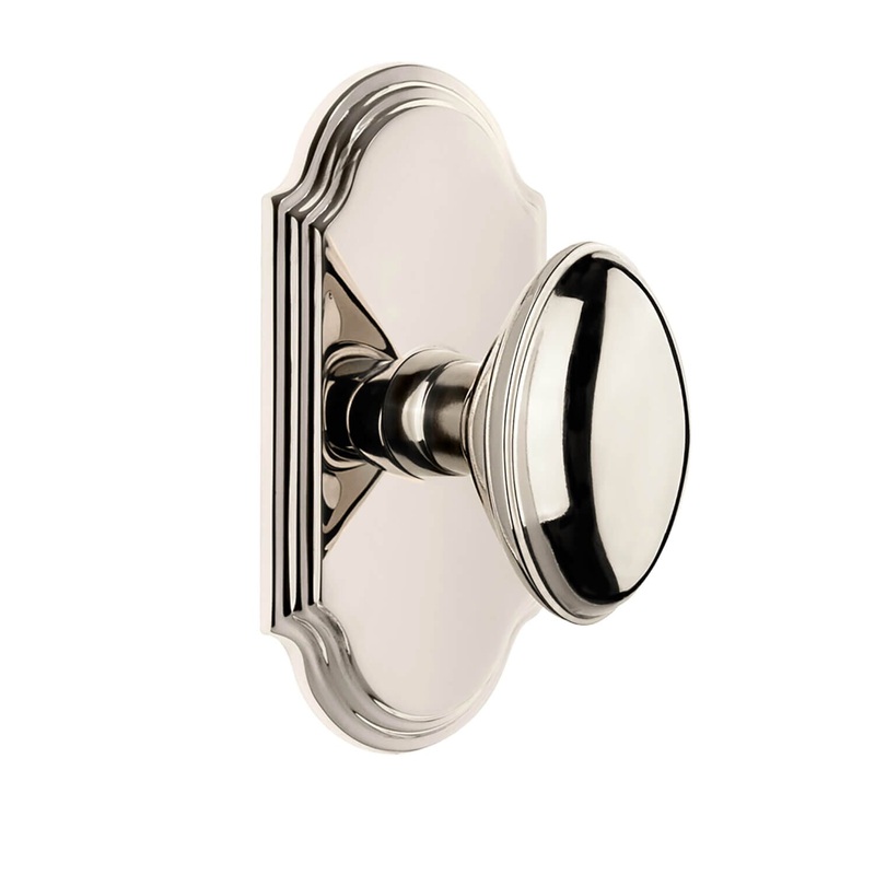 Arc Short Plate with Eden Prairie Knob in Polished Nickel