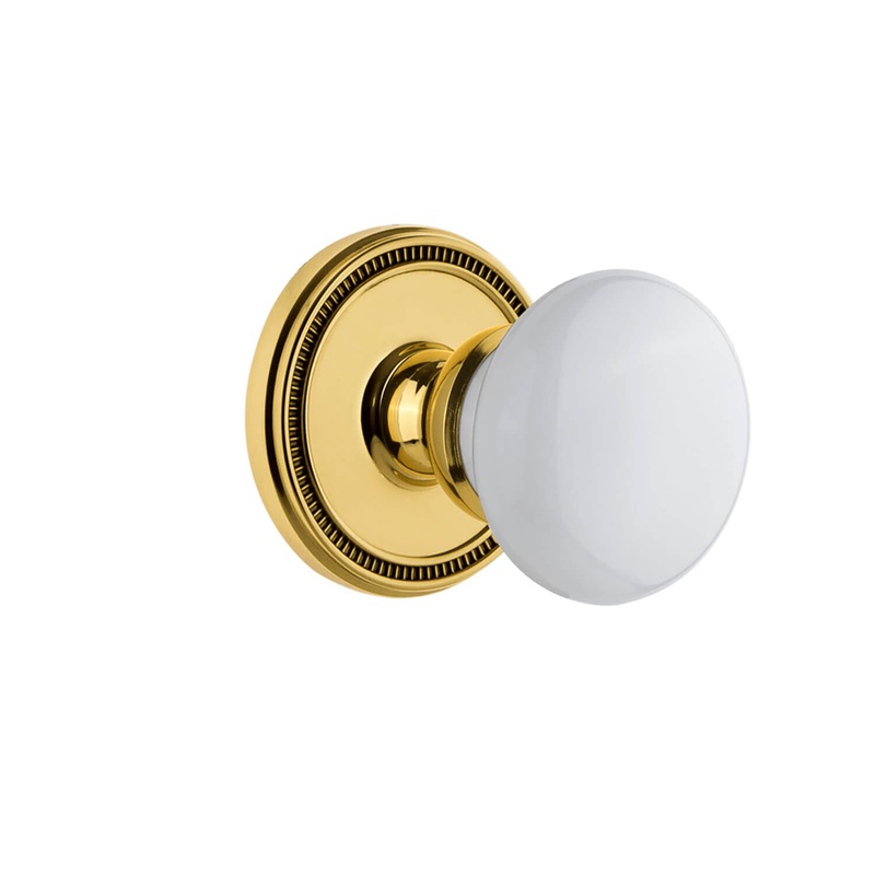 Soleil Rosette with Hyde Park Knob in Lifetime Brass