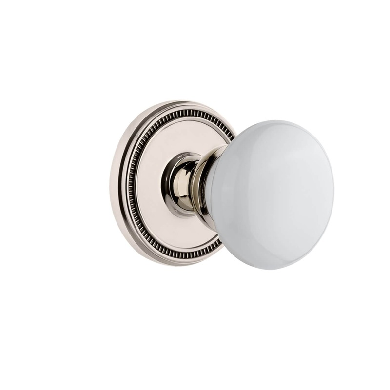 Soleil Rosette with Hyde Park Knob in Polished Nickel