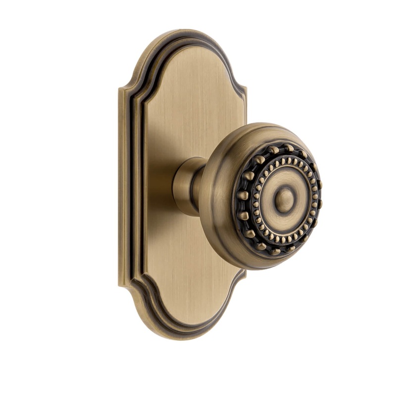 Arc Short Plate with Parthenon Knob in Vintage Brass