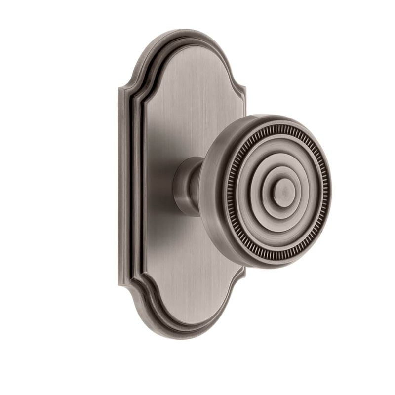 Arc Short Plate with Soleil Knob in Antique Pewter
