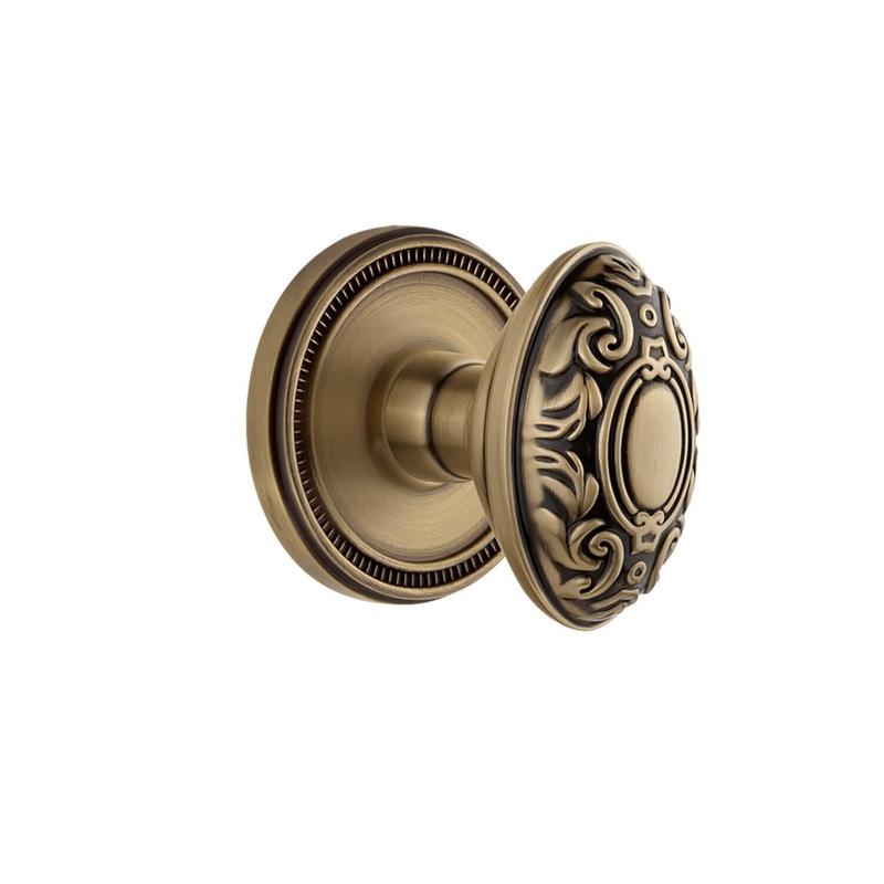 Soleil Rosette with Grande Victorian Knob in Vintage Brass