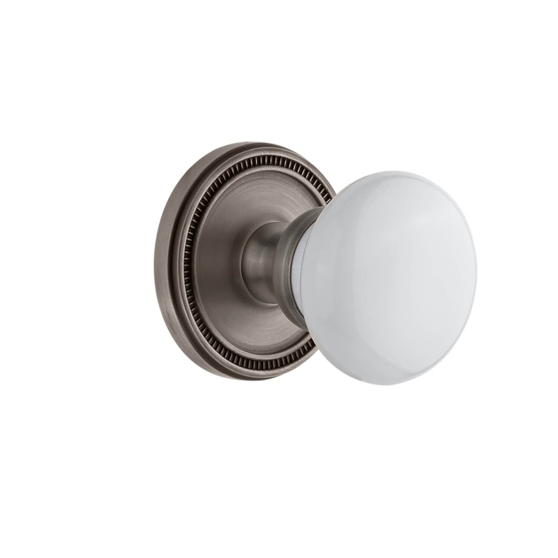 Soleil Rosette with Hyde Park Knob in Antique Pewter