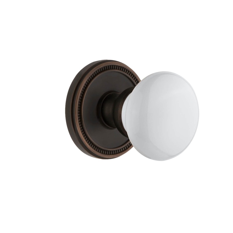 Soleil Rosette with Hyde Park Knob in Timeless Bronze
