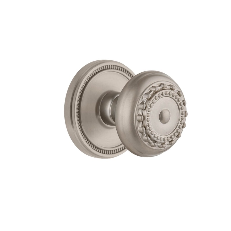 Soleil Rosette with Parthenon Knob in Satin Nickel