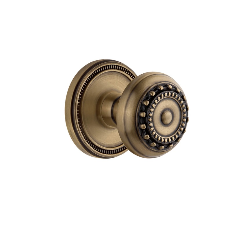 Soleil Rosette with Parthenon Knob in Vintage Brass