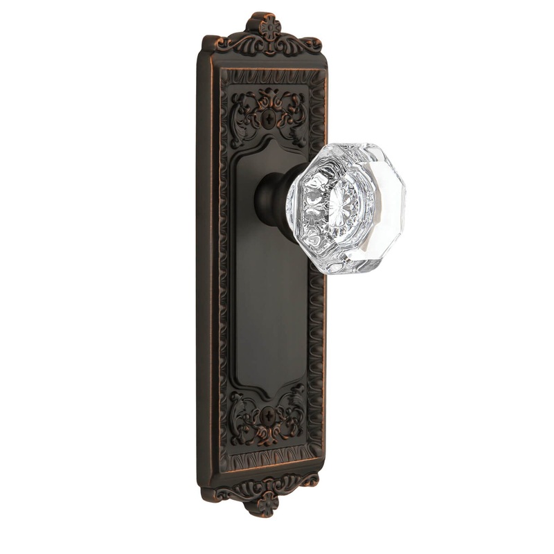 Windsor Long Plate with Chambord Crystal Knob in Timeless Bronze