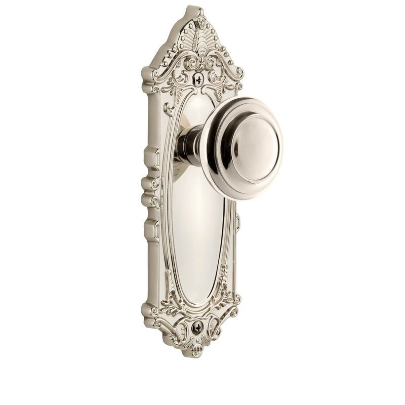 Grande Victorian Long Plate with Circulaire Knob in Polished Nickel