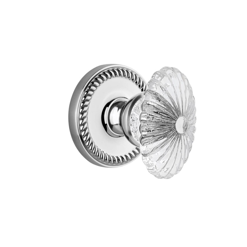 Newport Rosette with Burgundy Crystal Knob in Bright Chrome