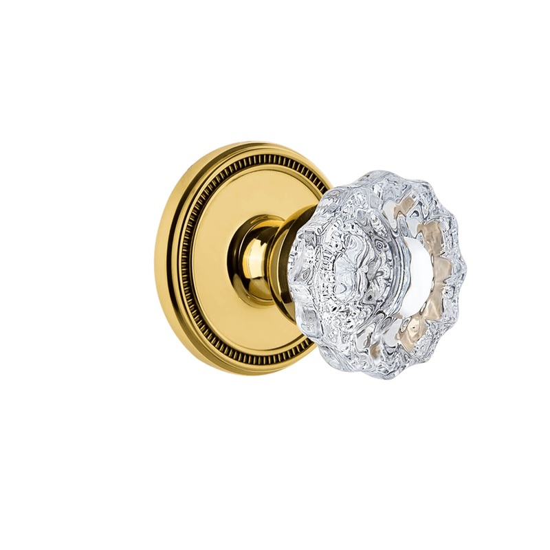 Soleil Rosette with Versailles Crystal Knob in Polished Bras