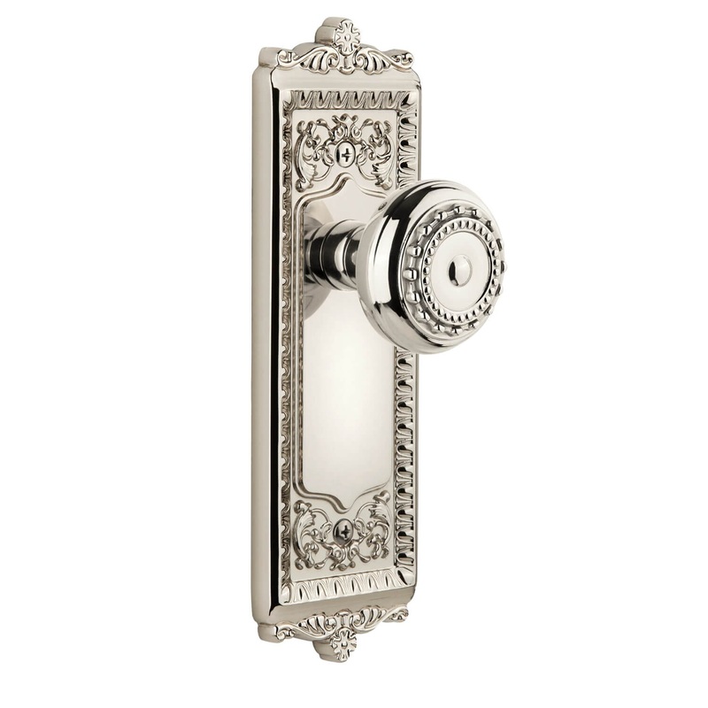 Windsor Long Plate with Parthenon Knob in Polished Nickel