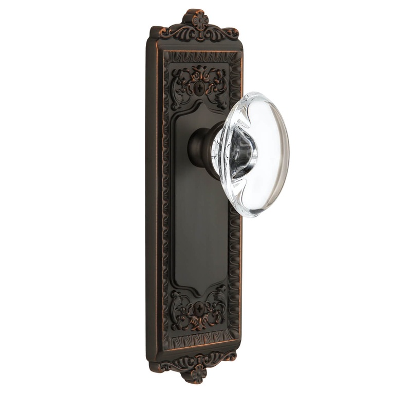Windsor Long Plate with Provence Crystal Knob in Timeless Bronze