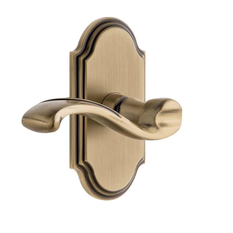 Arc Short Plate with Portofino Lever in Vintage Brass