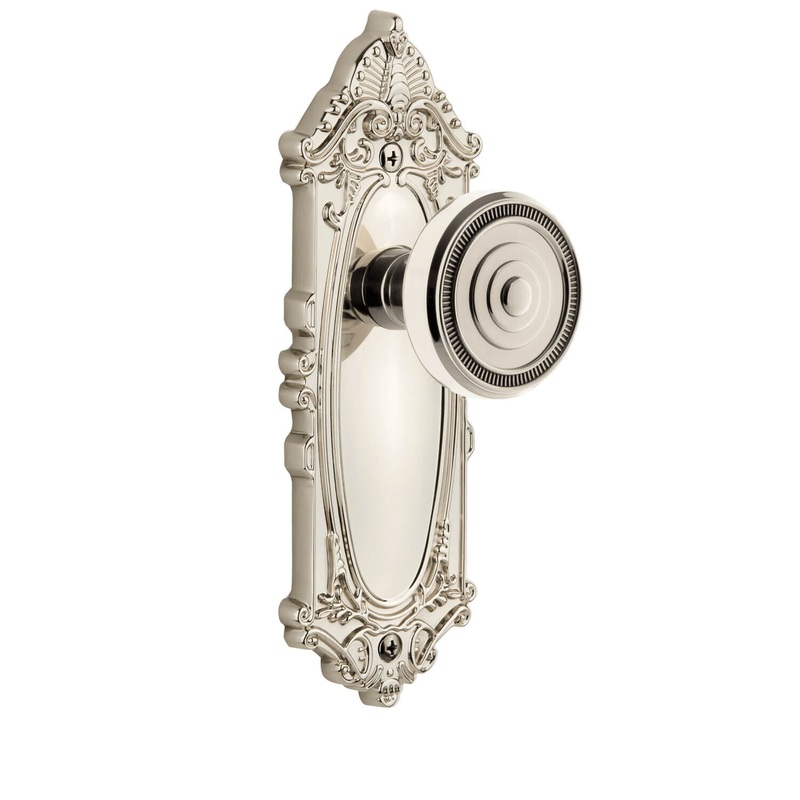 Grande Victorian Long Plate with Soleil Knob in Polished Nickel