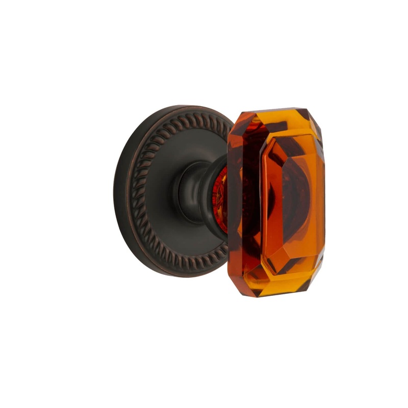 Newport Rosette with Baguette Amber Crystal Knob in Timeless Bronze