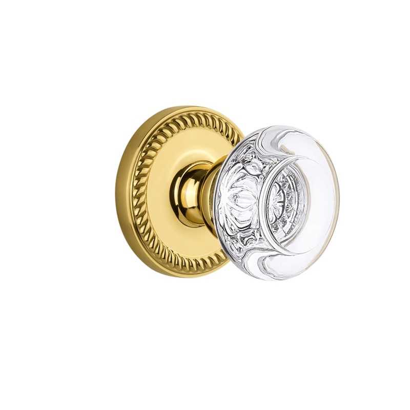 Newport Rosette with Bordeaux Crystal Knob in Lifetime Brass