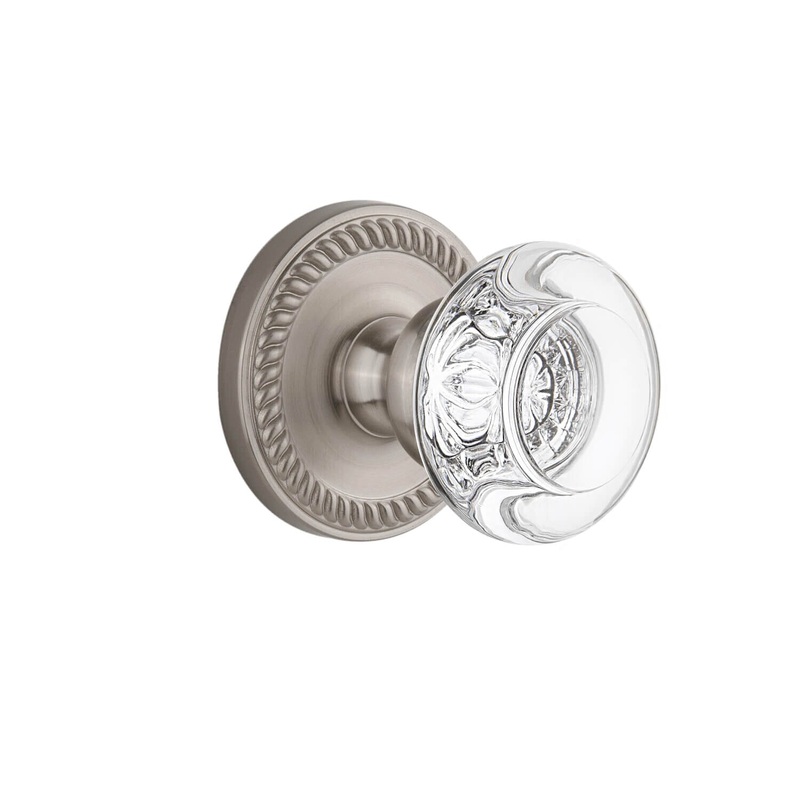 Newport Rosette with Bordeaux Crystal Knob in Satin Nickel