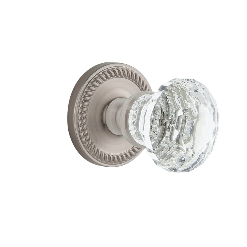 Newport Rosette with Brilliant Crystal Knob in Satin Nickel