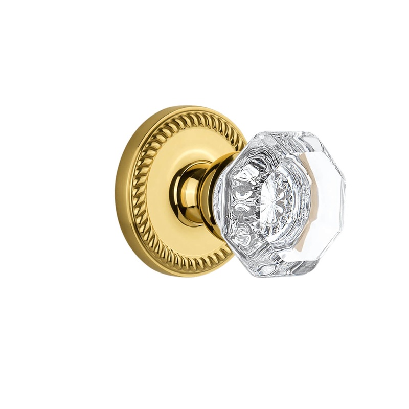 Newport Rosette with Chambord Crystal Knob in Lifetime Brass