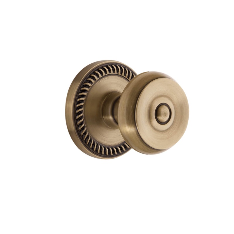 Newport Rosette with Bouton Knob in Vintage Brass