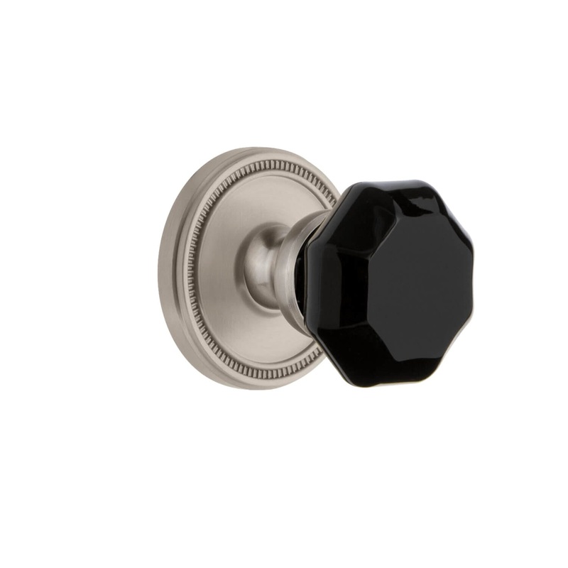 Soleil Rosette with Lyon Knob in Satin Nickel