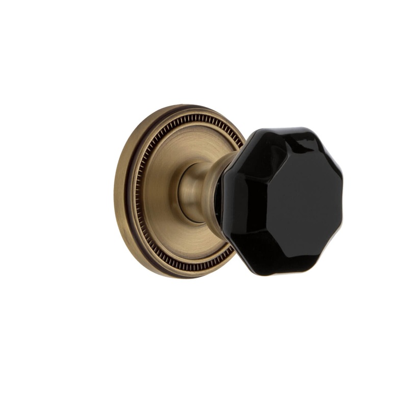 Soleil Rosette with Lyon Knob in Vintage Brass