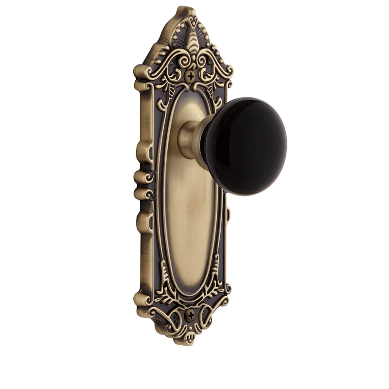 Grande Victorian Long Plate with Coventry Knob in Vintage Brass