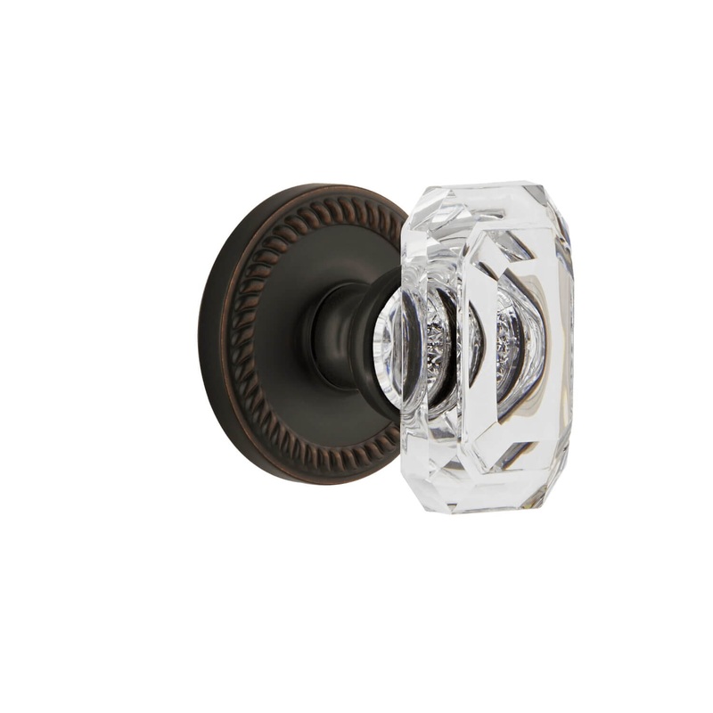 Newport Rosette with Baguette Clear Crystal Knob in Timeless Bronze