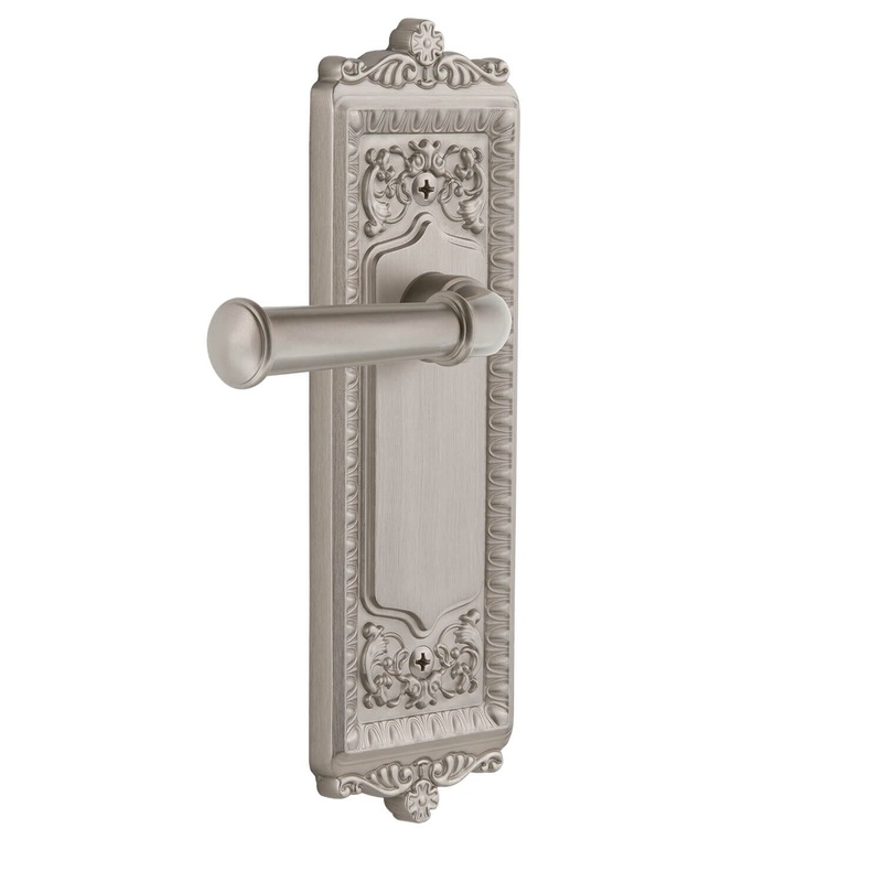 Windsor Long Plate with Georgetown Lever in Satin Nickel