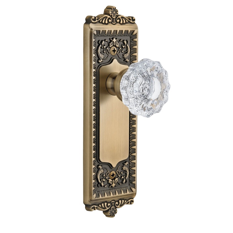 Windsor Long Plate with Versailles Crystal Knob in Vintage Bras