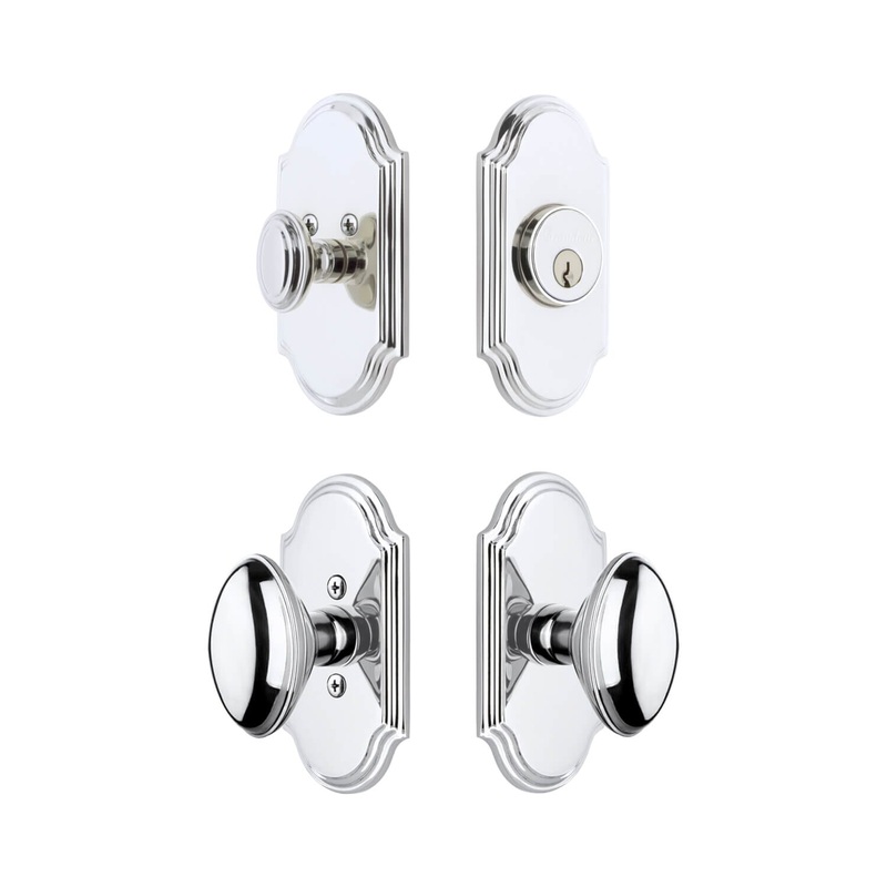 Arc Short Plate Entry Set with Eden Prairie Knob in Bright Chrome