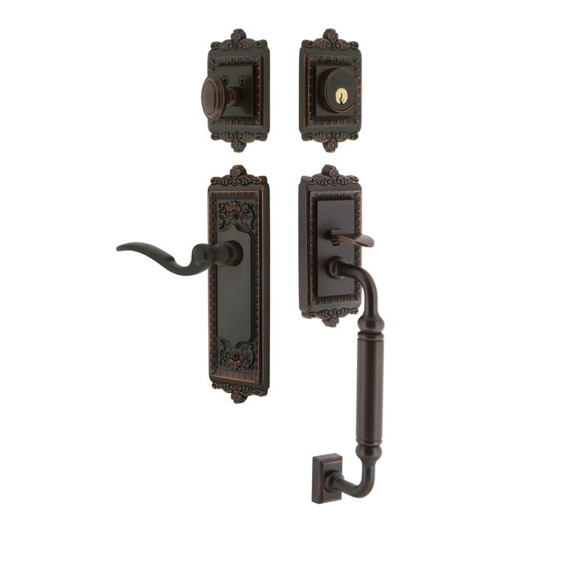 Windsor Plate C Grip Entry Set Bellagio Lever in Timeless Bronze