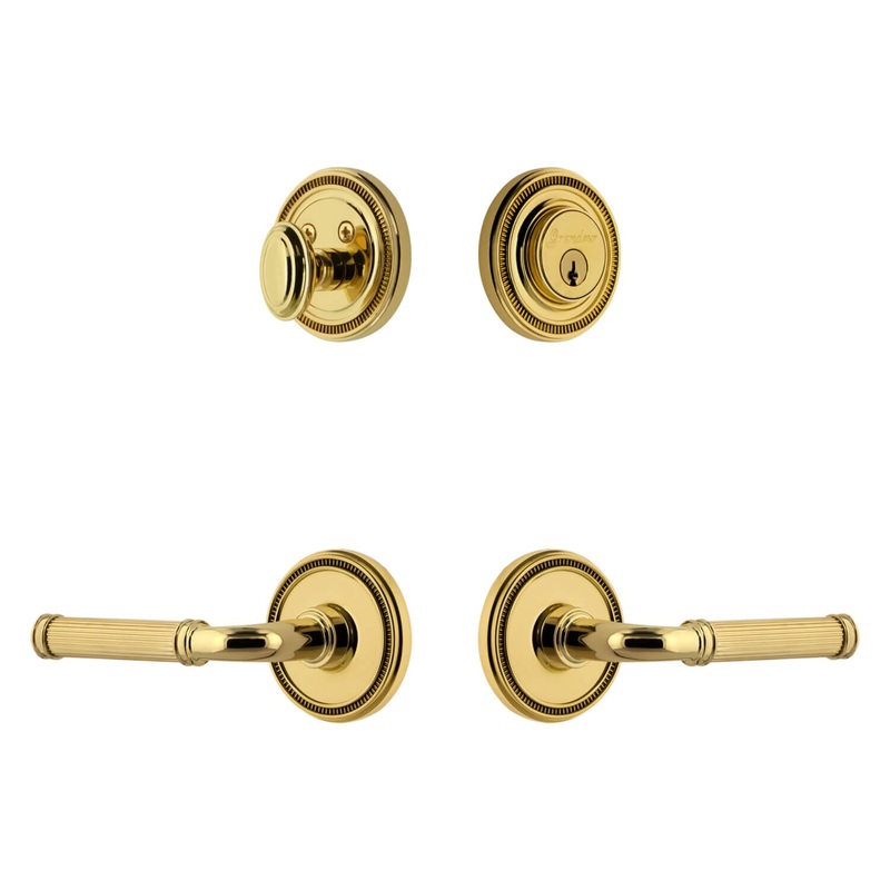 Soleil Rosette Entry Set with Soleil Lever in Lifetime Brass
